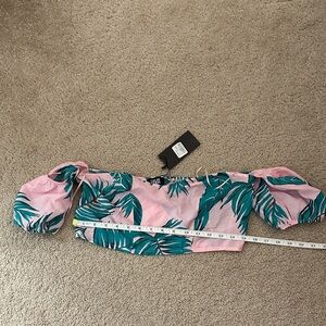 Pink and Blue Tropical crop Top